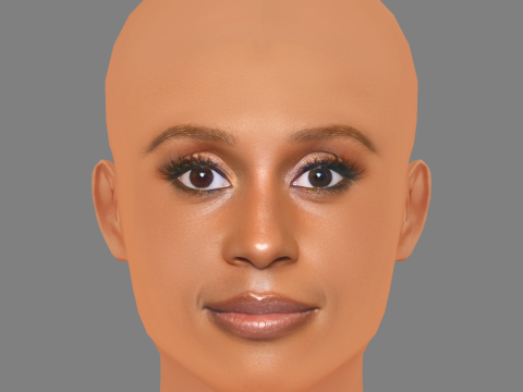 Голова Issa Rae - без волосся - низькополігональна голова для гри 3D Модель