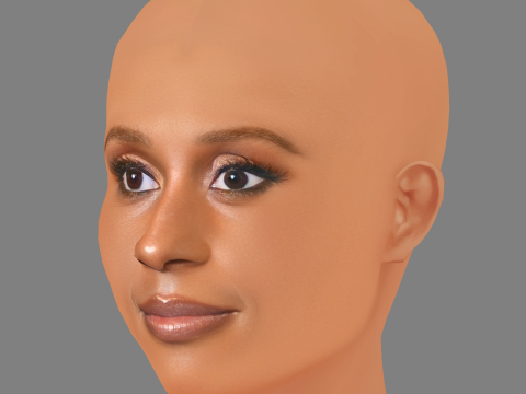 Голова Issa Rae - без волосся - низькополігональна голова для гри 3D Модель
