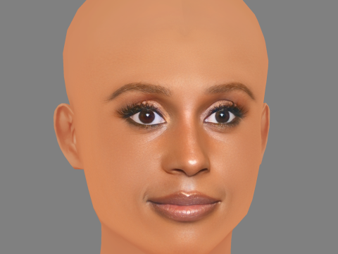 Голова Issa Rae - без волосся - низькополігональна голова для гри 3D Модель