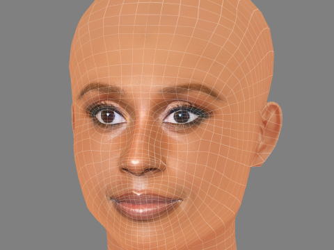 Голова Issa Rae - без волосся - низькополігональна голова для гри 3D Модель