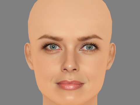 इज़ाबेला स्कोरुपको हेड - नो हेयर - गेम के लिए लो पॉली हेड 3D मॉडल