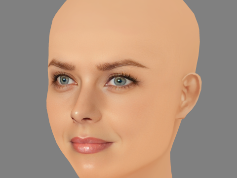 इज़ाबेला स्कोरुपको हेड - नो हेयर - गेम के लिए लो पॉली हेड 3D मॉडल