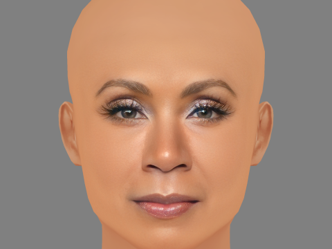 Jada Pinkett Smith Head - No Hair - Tête low poly pour le jeu Modèle 3D