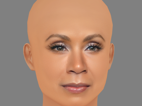 Jada Pinkett Smith Head - No Hair - Tête low poly pour le jeu Modèle 3D