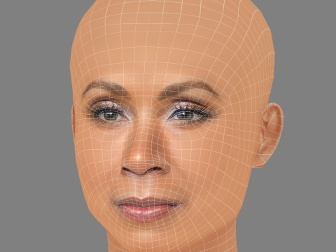 Jada Pinkett Smith Head - No Hair - Tête low poly pour le jeu Modèle 3D