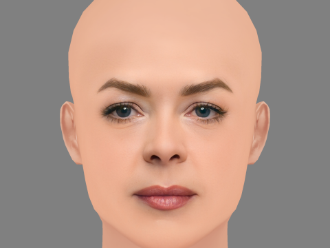 Jaime King Head - 无头发 - 低聚游戏头 3D 模型