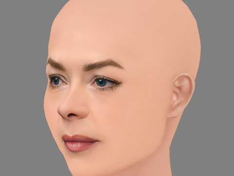 Jaime King Head - 无头发 - 低聚游戏头 3D 模型