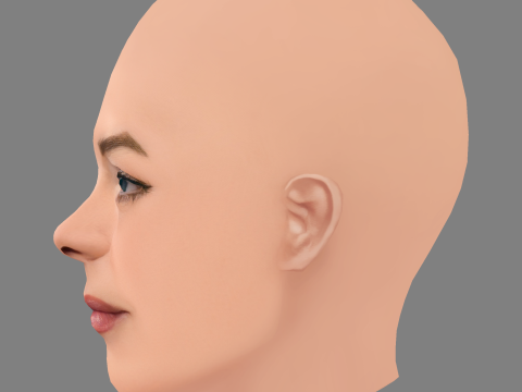 Jaime King Head - 无头发 - 低聚游戏头 3D 模型