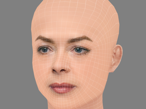 Jaime King Head - 无头发 - 低聚游戏头 3D 模型