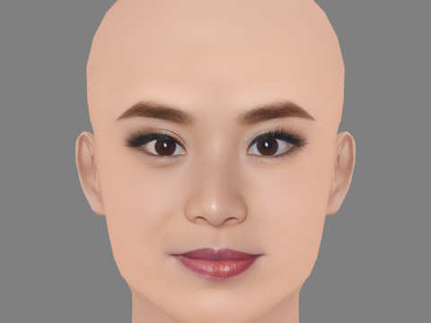 Jamie Chung Head - No Hair - Low poly head for game 3D Model