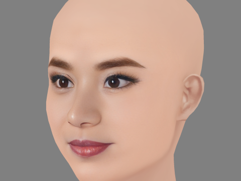 Jamie Chung Head - No Hair - Low poly head for game 3D Model