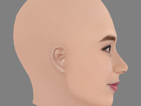 Jamie Chung Head - No Hair - Low poly head for game 3D Model