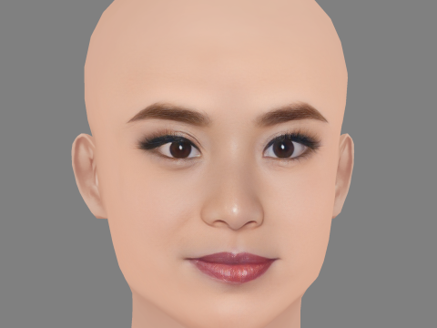Jamie Chung Head - No Hair - Low poly head for game 3D Model