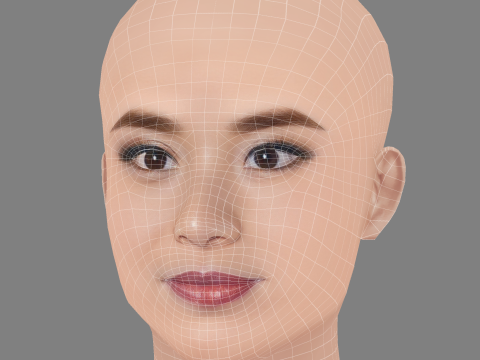 Jamie Chung Head - No Hair - Low poly head for game 3D Model