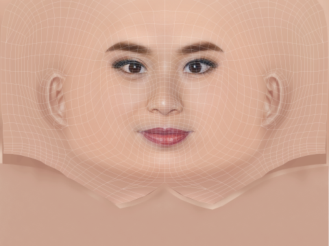 Jamie Chung Head - No Hair - Low poly head for game 3D Model