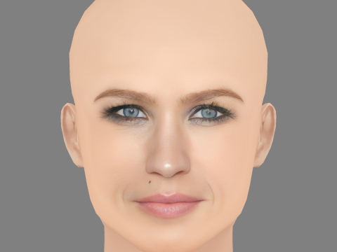 January Jones Head - No Hair - Low poly head para jogo Modelo 3D