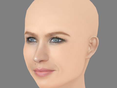 January Jones Head - No Hair - Low poly head para jogo Modelo 3D