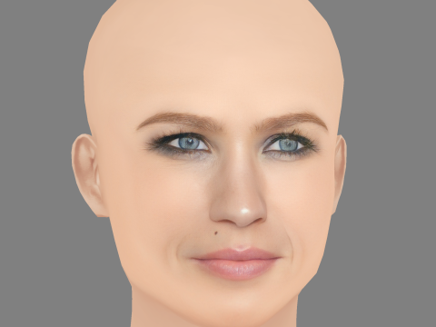January Jones Head - No Hair - Low poly head para jogo Modelo 3D