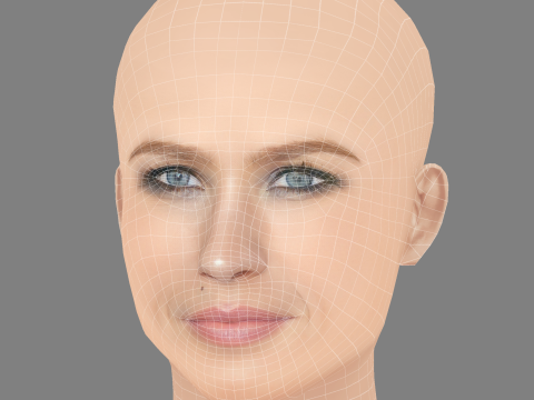 January Jones Head - No Hair - Low poly head para jogo Modelo 3D