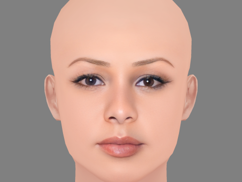 Голова Жасмін Сефас Джонс - без волосся - низькополігональна голова для гри 3D Модель