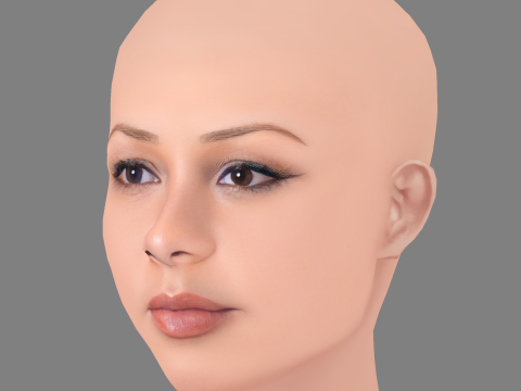 Голова Жасмін Сефас Джонс - без волосся - низькополігональна голова для гри 3D Модель