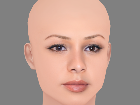 Голова Жасмін Сефас Джонс - без волосся - низькополігональна голова для гри 3D Модель