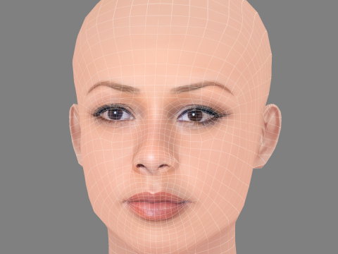 Голова Жасмін Сефас Джонс - без волосся - низькополігональна голова для гри 3D Модель