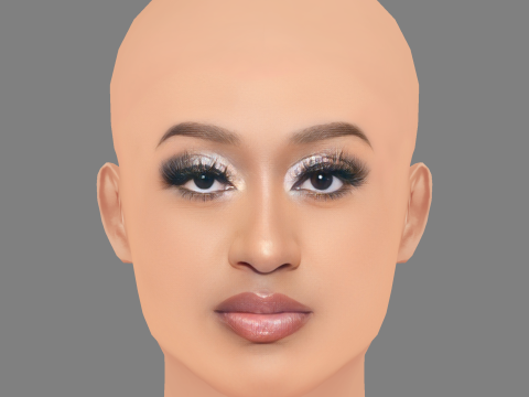 재즈민 설리반 헤드 - 머리카락 없음 - 게임용 로우 폴리 헤드 3D 모델