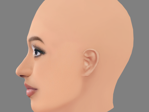 재즈민 설리반 헤드 - 머리카락 없음 - 게임용 로우 폴리 헤드 3D 모델