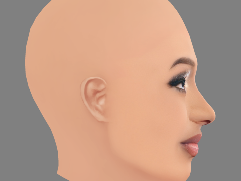 재즈민 설리반 헤드 - 머리카락 없음 - 게임용 로우 폴리 헤드 3D 모델