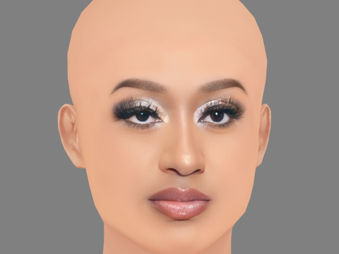 재즈민 설리반 헤드 - 머리카락 없음 - 게임용 로우 폴리 헤드 3D 모델