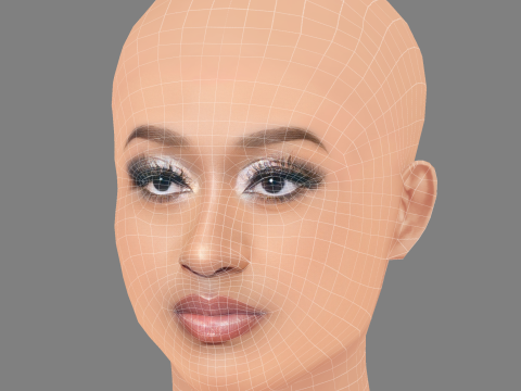 재즈민 설리반 헤드 - 머리카락 없음 - 게임용 로우 폴리 헤드 3D 모델