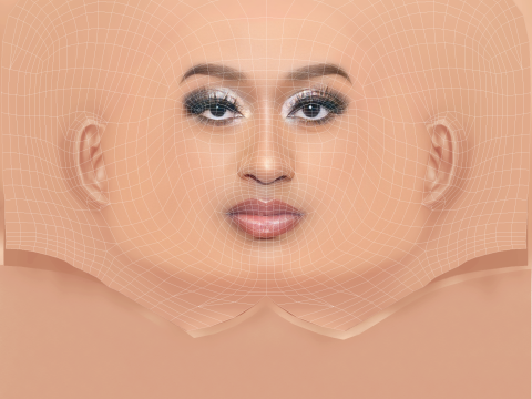 재즈민 설리반 헤드 - 머리카락 없음 - 게임용 로우 폴리 헤드 3D 모델