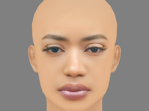 Jean Deaux Head - Saçsız - Oyun için düşük poli kafa 3D Model