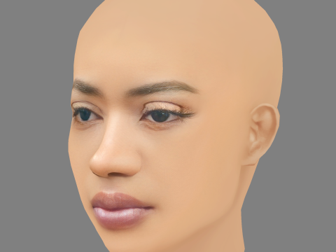 Jean Deaux Head - Saçsız - Oyun için düşük poli kafa 3D Model