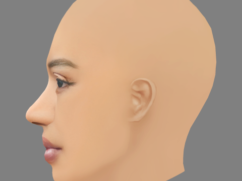 Jean Deaux Head - Saçsız - Oyun için düşük poli kafa 3D Model