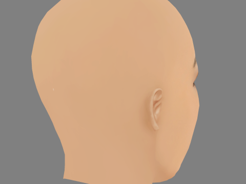 Jean Deaux Head - Saçsız - Oyun için düşük poli kafa 3D Model