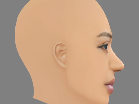 Jean Deaux Head - Saçsız - Oyun için düşük poli kafa 3D Model