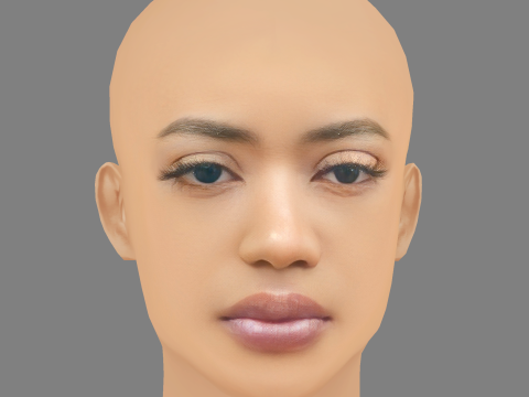 Jean Deaux Head - Saçsız - Oyun için düşük poli kafa 3D Model