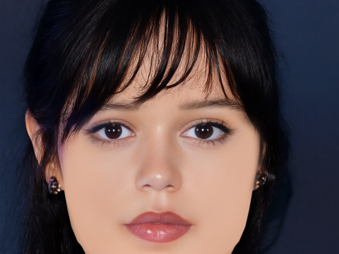 Jenna Ortega Head - Tanpa Rambut - Kepala poli rendah untuk permainan Model 3D