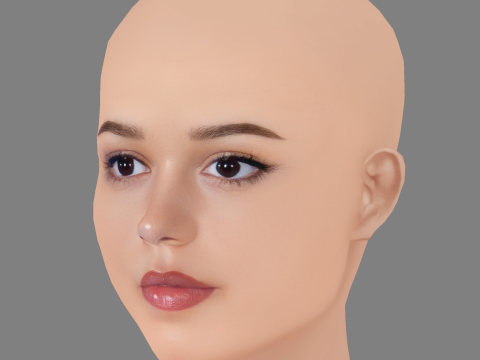 Jenna Ortega Kafa - Saçsız - Oyun için düşük poli kafa 3D Model