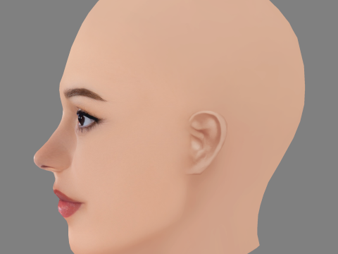 Jenna Ortega Kafa - Saçsız - Oyun için düşük poli kafa 3D Model