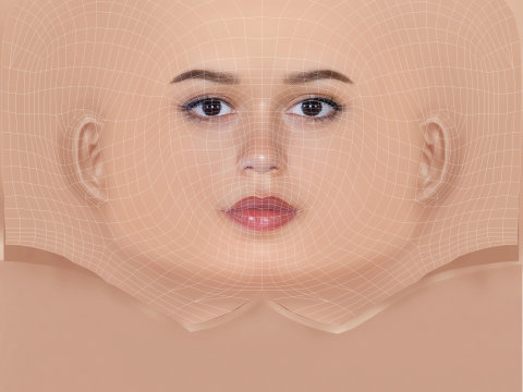 Jenna Ortega Kafa - Saçsız - Oyun için düşük poli kafa 3D Model