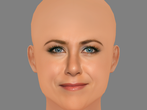 Jennifer Aniston Head - No Hair - Low poly head para jogo Modelo 3D