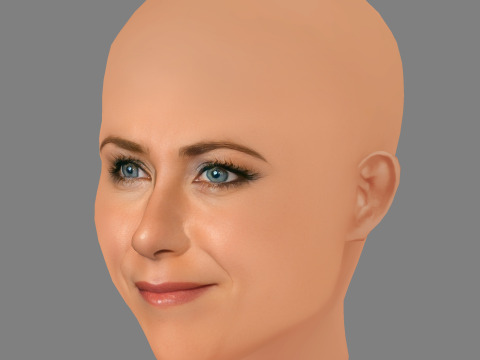 Jennifer Aniston Head - No Hair - Low poly head para jogo Modelo 3D