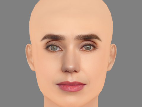 Голова Дженніфер Коннеллі - без волосся - низькополігональна голова для гри 3D Модель