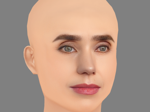 Голова Дженніфер Коннеллі - без волосся - низькополігональна голова для гри 3D Модель