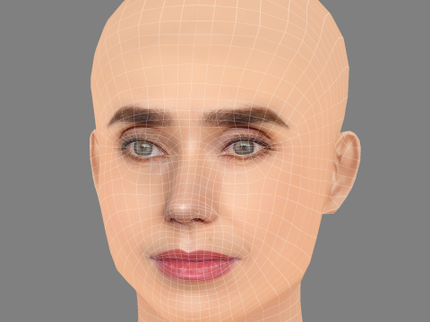 Голова Дженніфер Коннеллі - без волосся - низькополігональна голова для гри 3D Модель