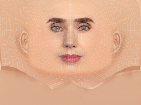 Голова Дженніфер Коннеллі - без волосся - низькополігональна голова для гри 3D Модель