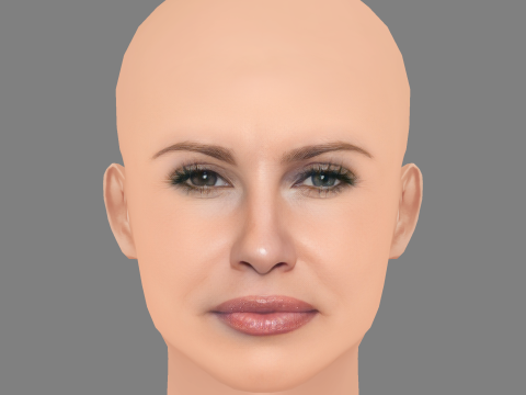 Jennifer Coolidge Head - Sem cabelo - Cabeça baixa poli para jogo Modelo 3D